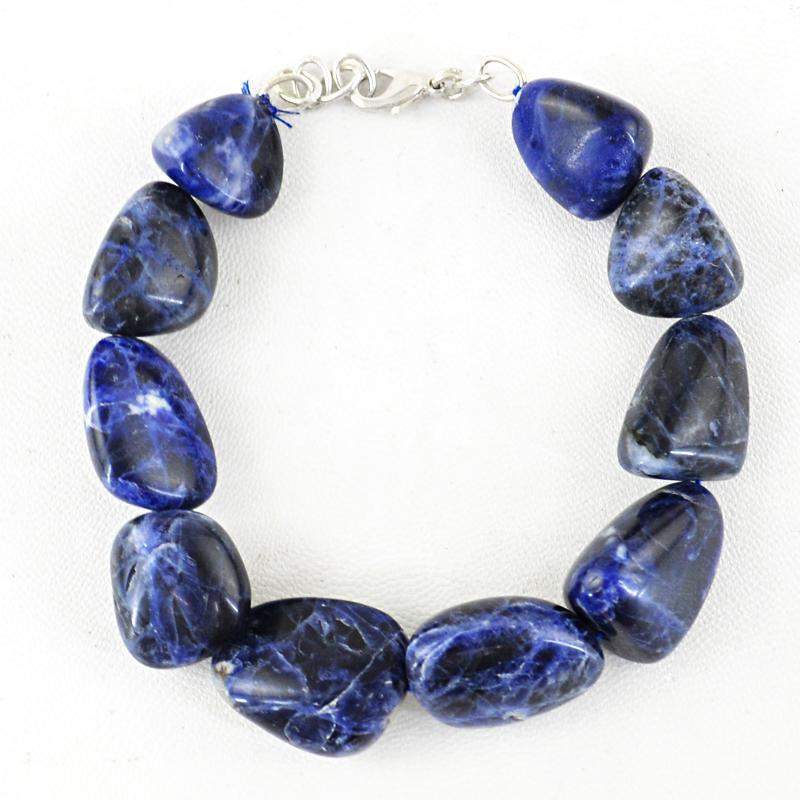 gemsmore:Natural Blue Sodalite Bracelet Untreated Beads