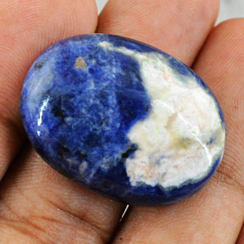 gemsmore:Natural Blue Sodalite Gemstone - Oval Shape