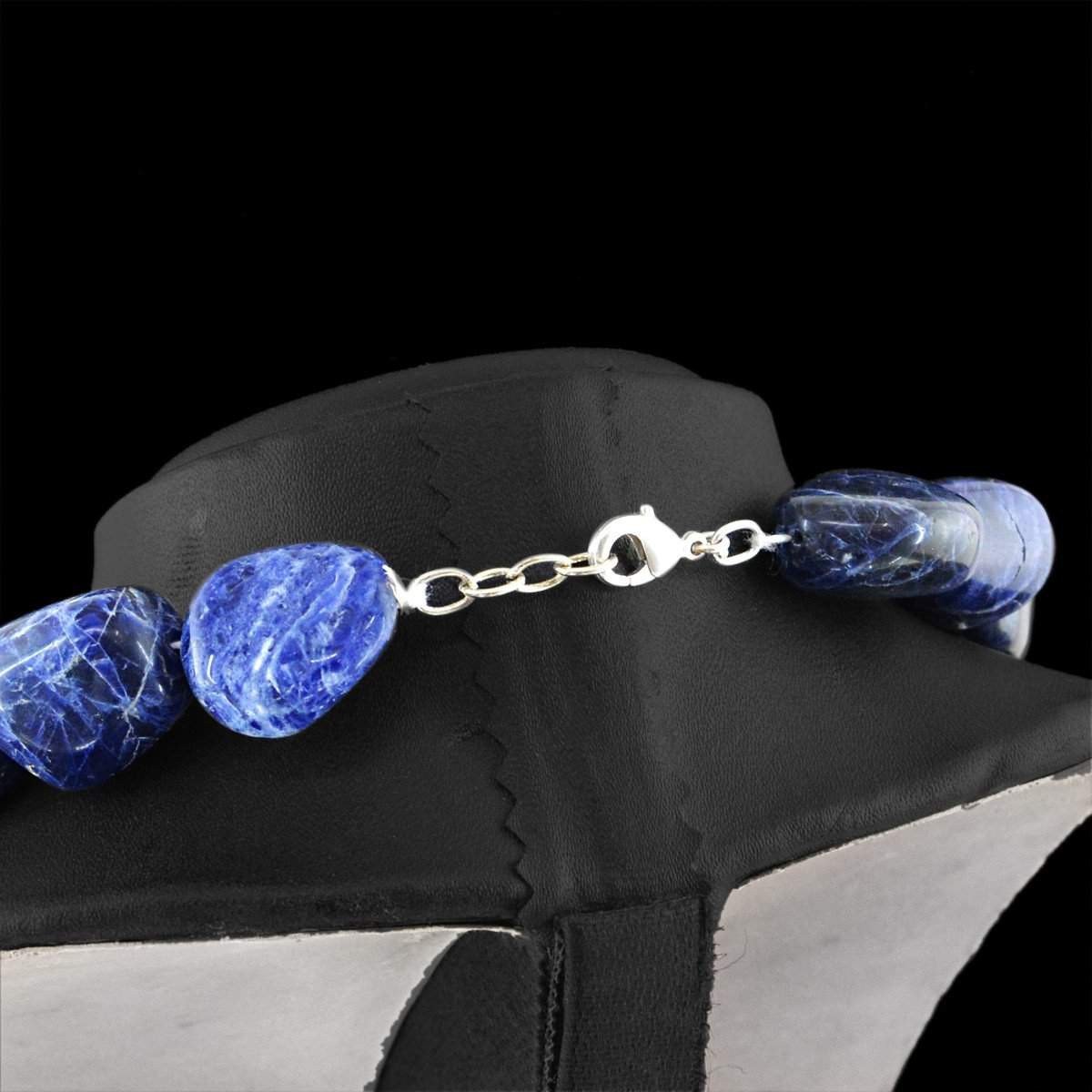 gemsmore:Natural Blue Sodalite Necklace 20 Inches Long Genuine Beads