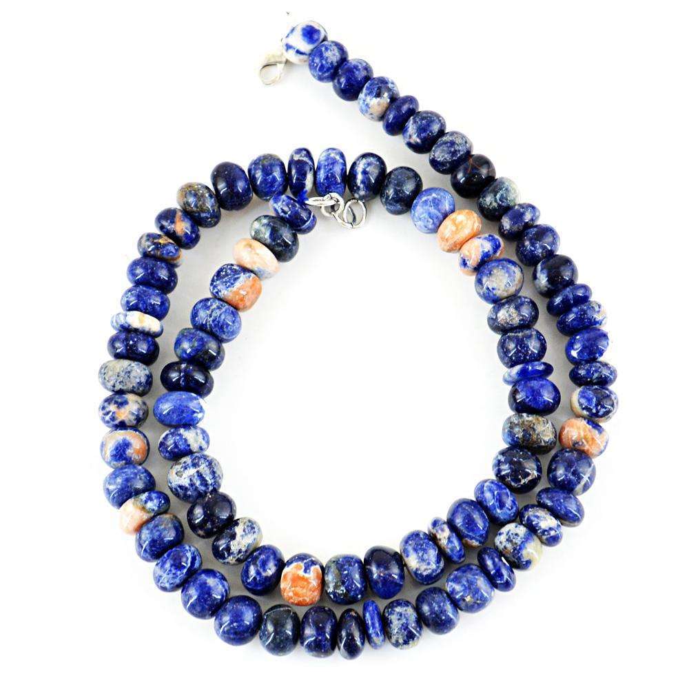 gemsmore:Natural Blue Sodalite Necklace Single Strand Round Shape Beads