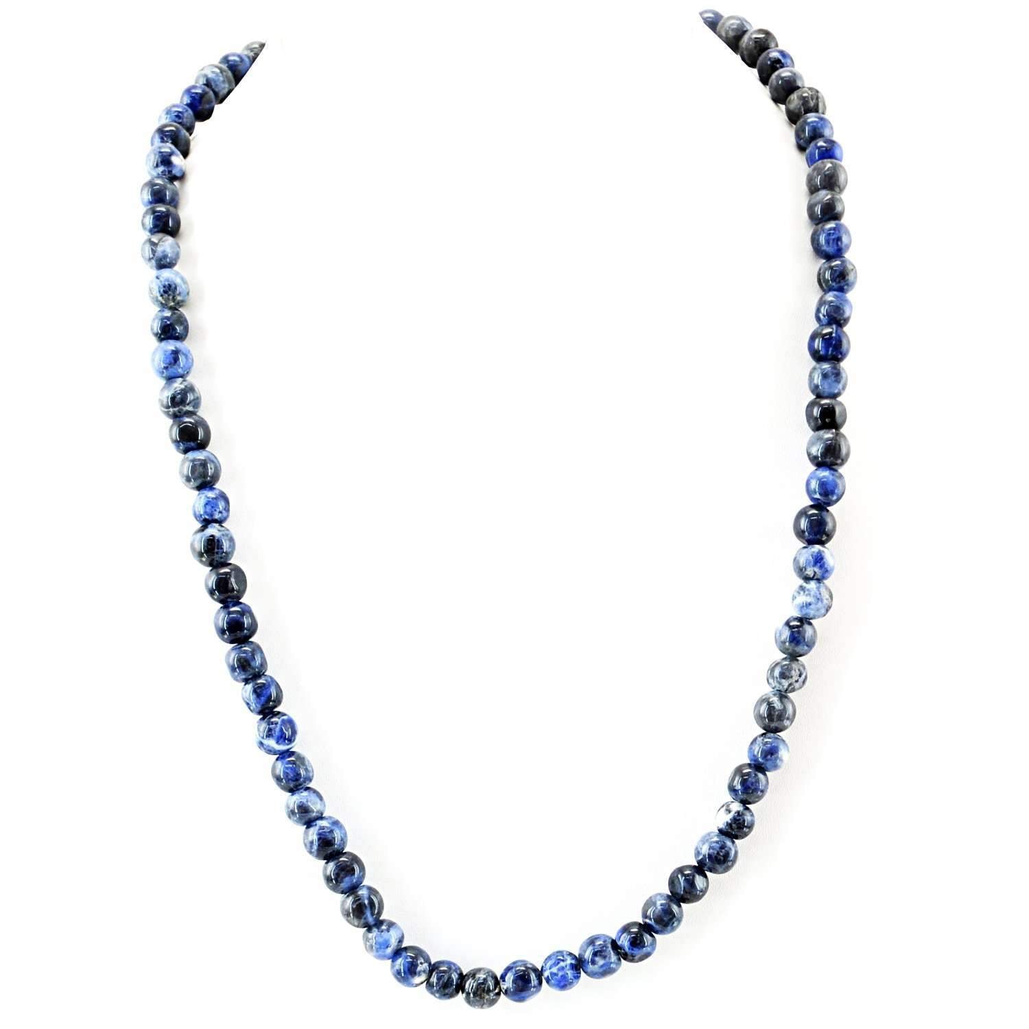 gemsmore:Natural Blue Sodolite Necklace Single Strand Round Beads