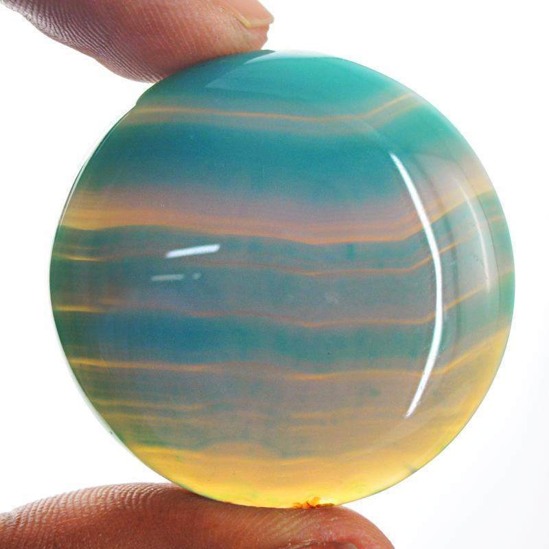 gemsmore:Natural Blue Striped Onyx Round Shape Gemstone