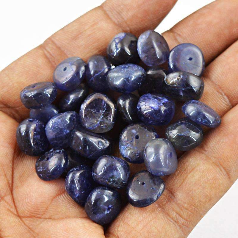 gemsmore:Natural Blue Tanzanite Beads Lot - Drilled