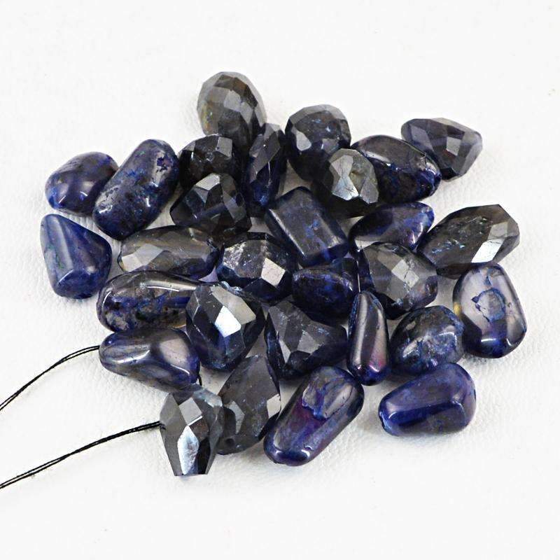 gemsmore:Natural Blue Tanzanite Beads Lot - Faceted Drilled
