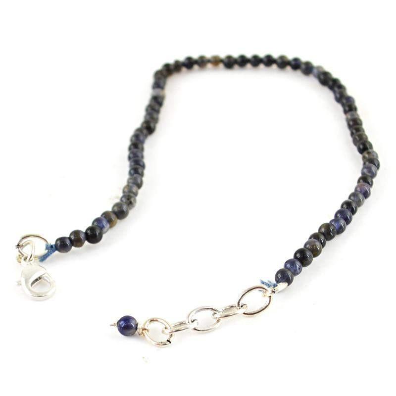 gemsmore:Natural Blue Tanzanite Bracelet Round Beads