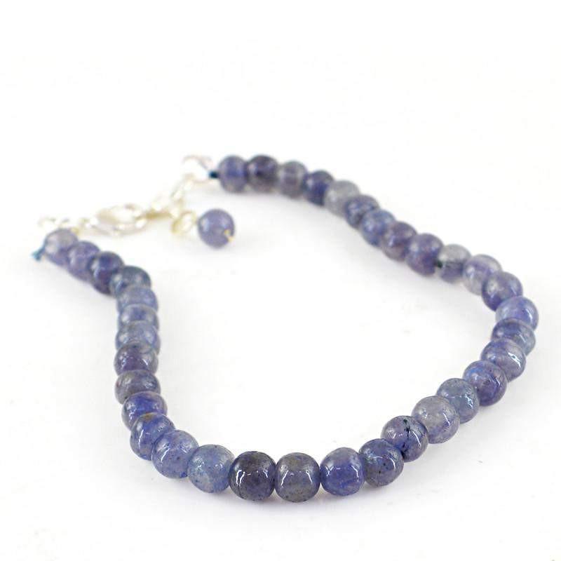 gemsmore:Natural Blue Tanzanite Bracelet Round Shape Beads