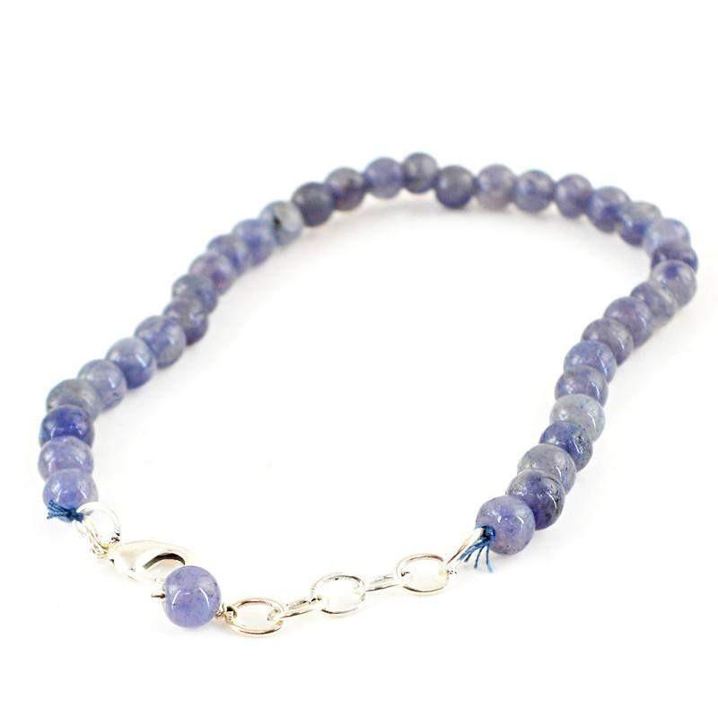 gemsmore:Natural Blue Tanzanite Bracelet Round Shape Beads