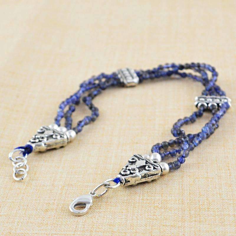 gemsmore:Natural Blue Tanzanite Bracelet Round Shape Beads