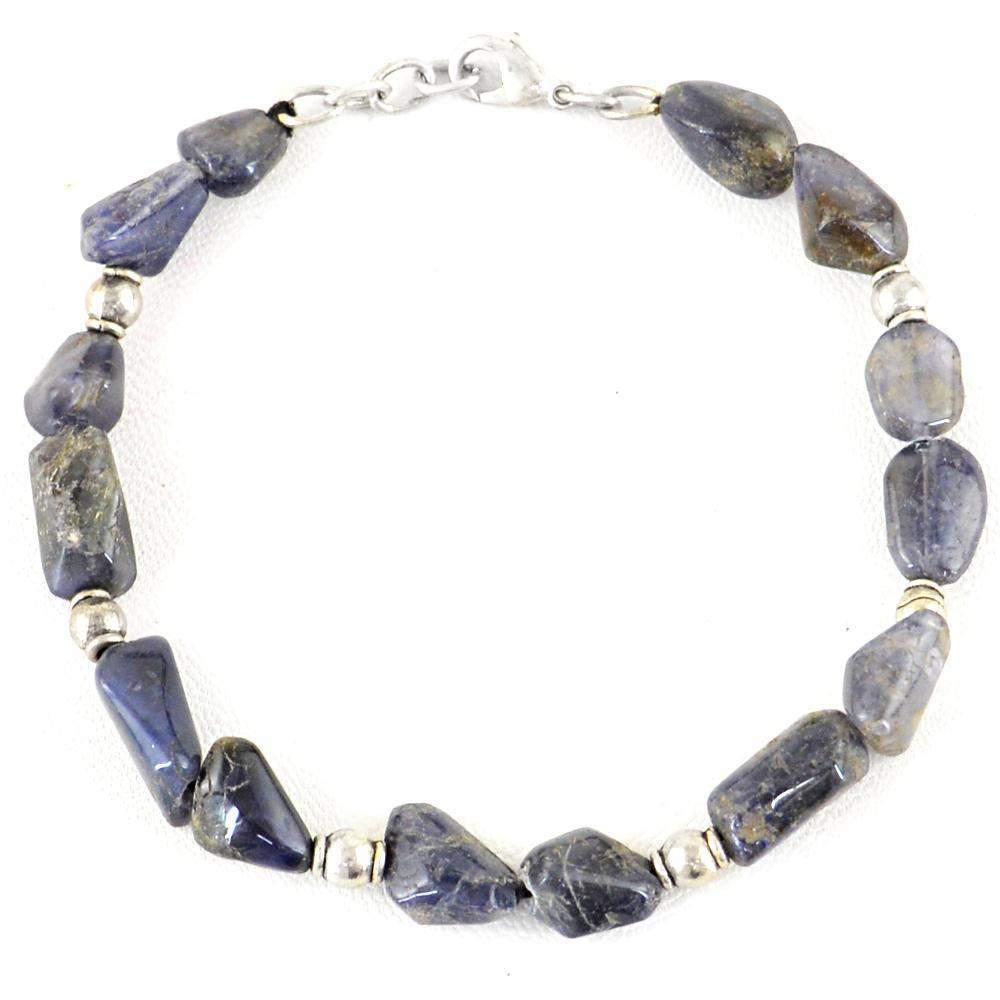 gemsmore:Natural Blue Tanzanite Bracelet Untreated Beads