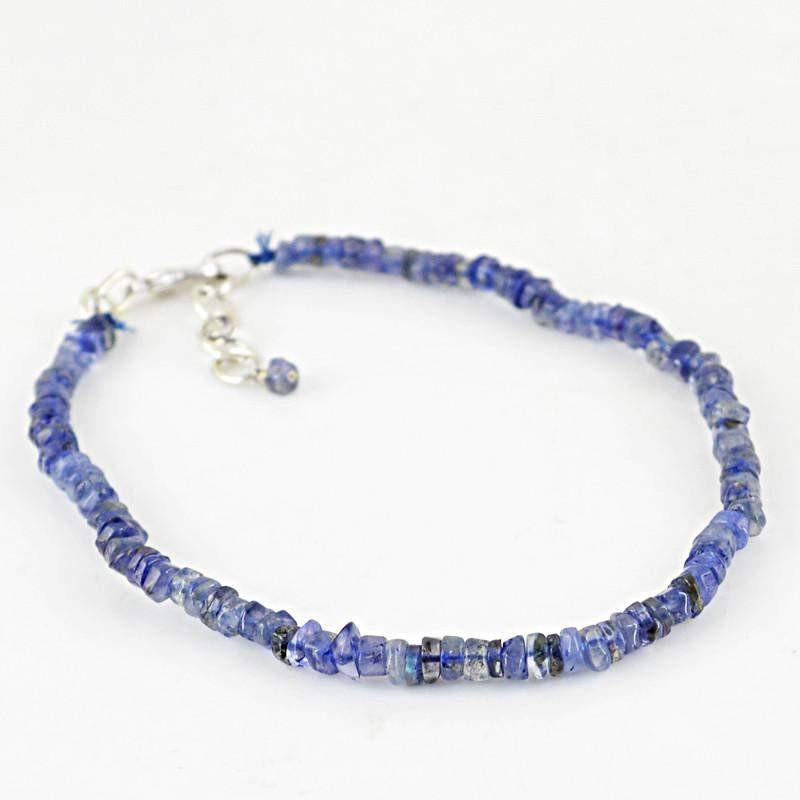 gemsmore:Natural Blue Tanzanite Bracelet Untreated Round Shape Beads