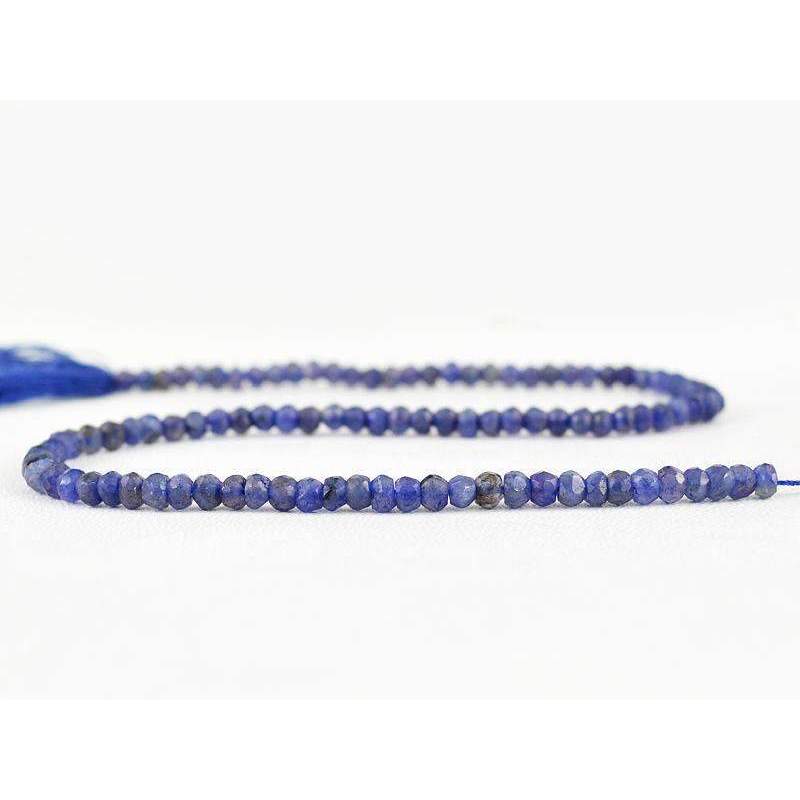 gemsmore:Natural Blue Tanzanite Drilled Beads Strand Round Shape Faceted