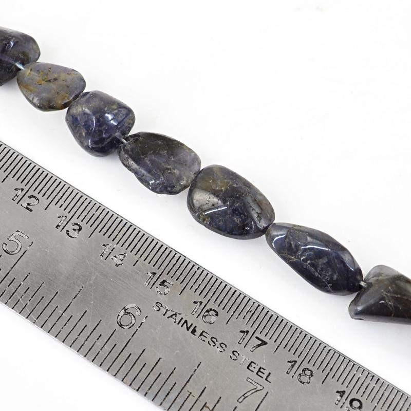 gemsmore:Natural Blue Tanzanite Drilled Beads Strand