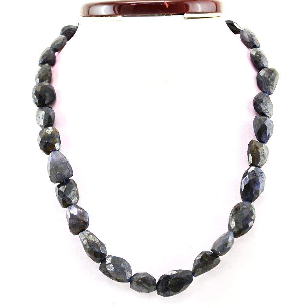 gemsmore:Natural Blue Tanzanite Necklace 20 Inches Long Faceted Beads