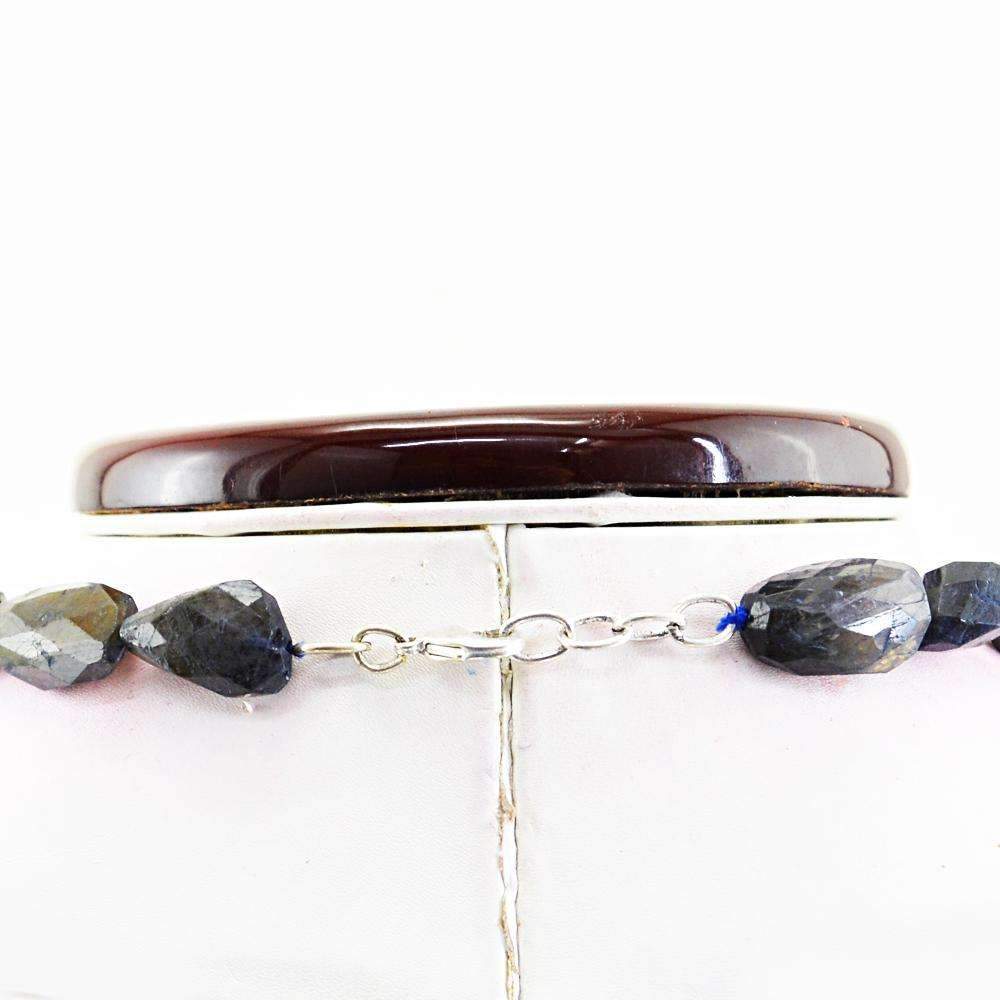 gemsmore:Natural Blue Tanzanite Necklace 20 Inches Long Faceted Beads