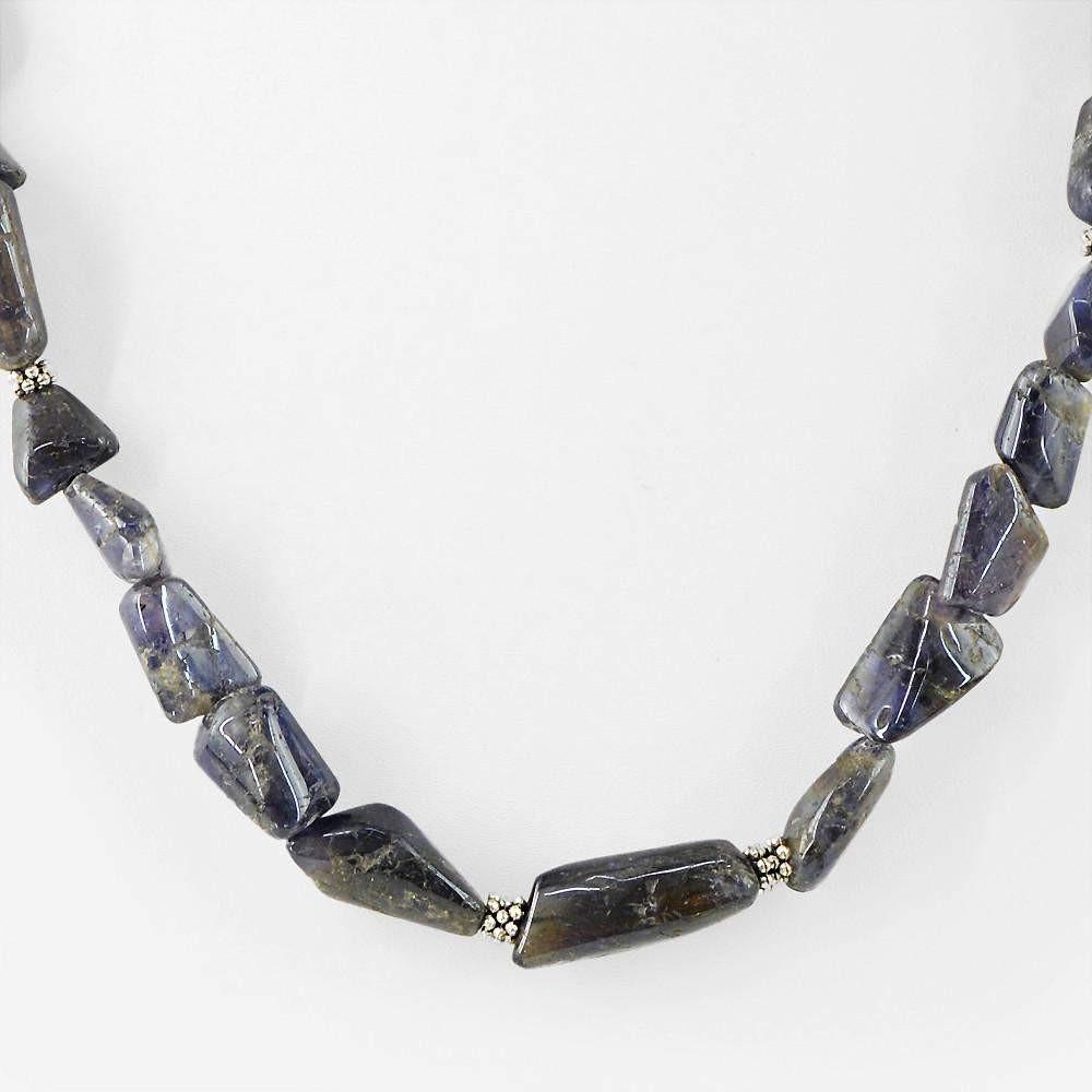 gemsmore:Natural Blue Tanzanite Necklace 20 Inches Long Unheated Beads