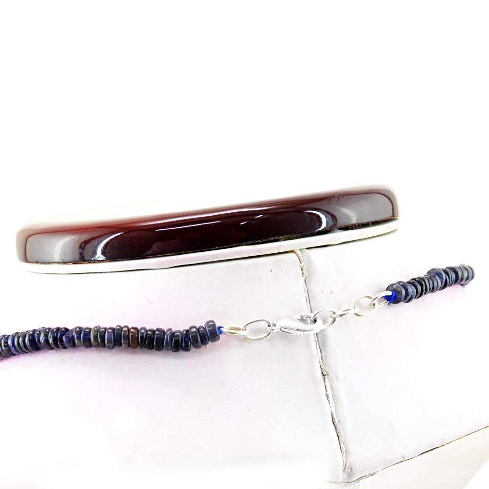 gemsmore:Natural Blue Tanzanite Necklace Round Shape Untreated Beads
