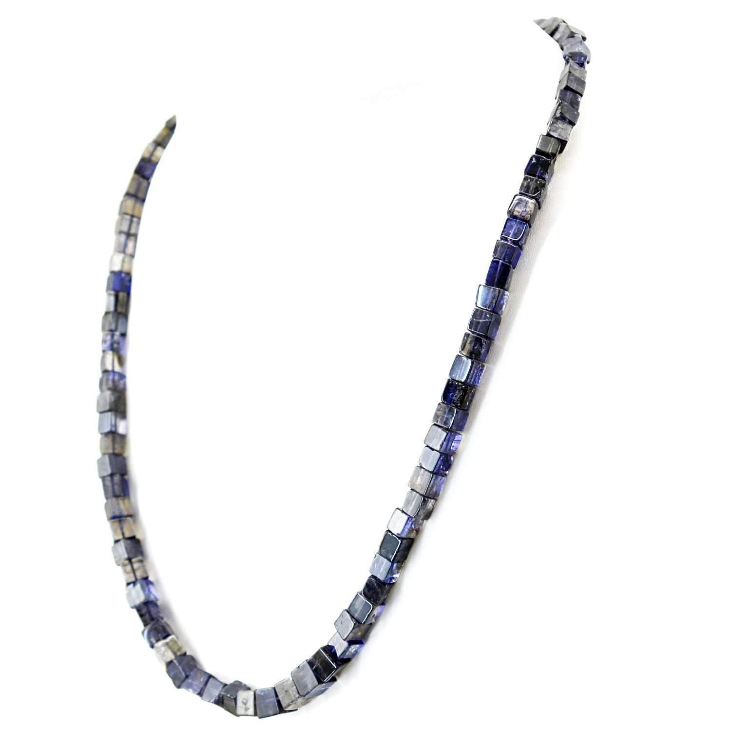 gemsmore:Natural Blue Tanzanite Necklace Single Strand Untreated Beads