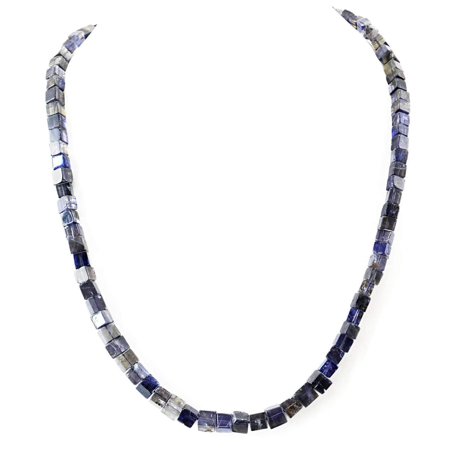 gemsmore:Natural Blue Tanzanite Necklace Single Strand Untreated Beads