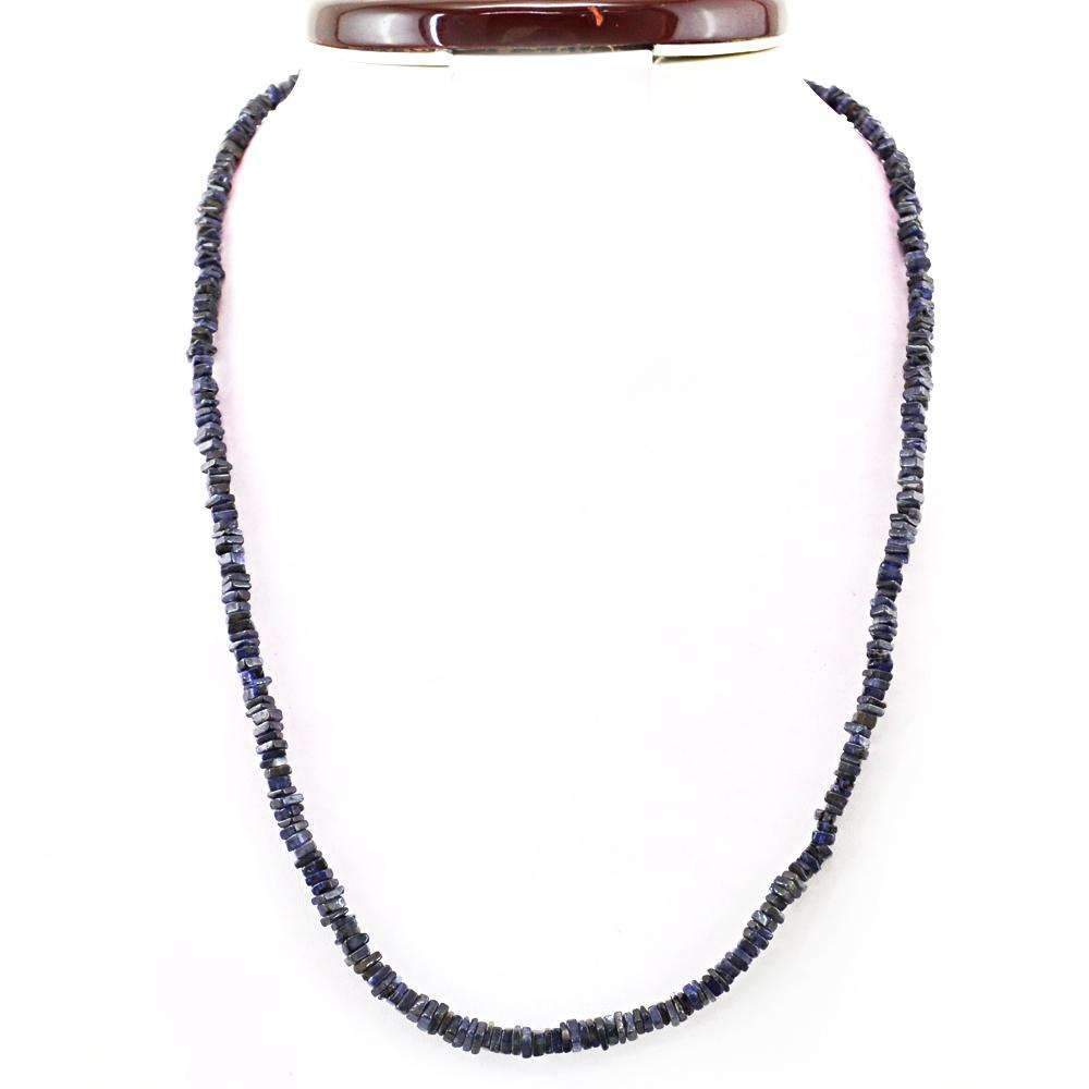 gemsmore:Natural Blue Tanzanite Necklace Single Strand Untreated Beads