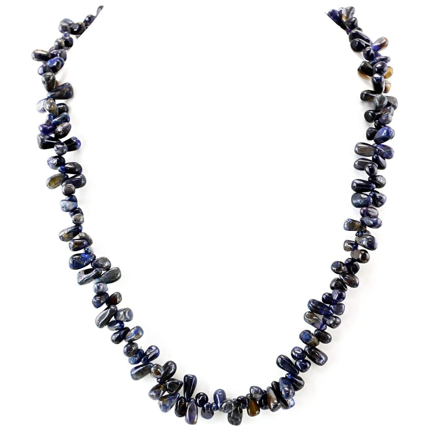 gemsmore:Natural Blue Tanzanite Necklace Tear Drop Beads