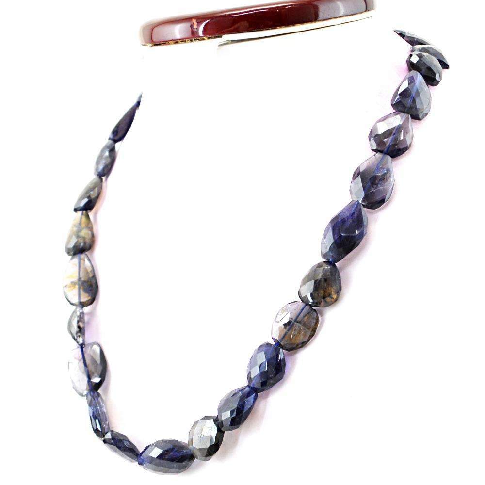 gemsmore:Natural Blue Tanzanite Necklace Untreated Faceted Beads