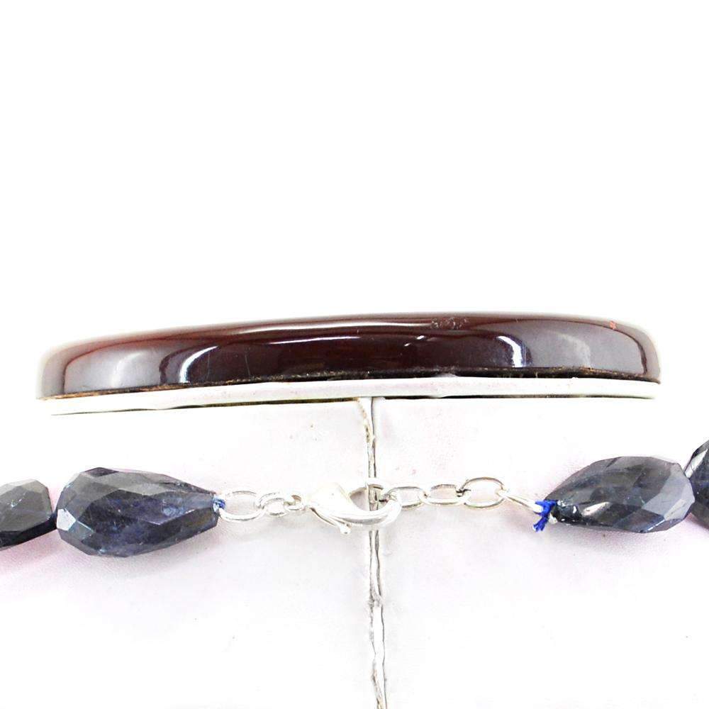gemsmore:Natural Blue Tanzanite Necklace Untreated Faceted Beads