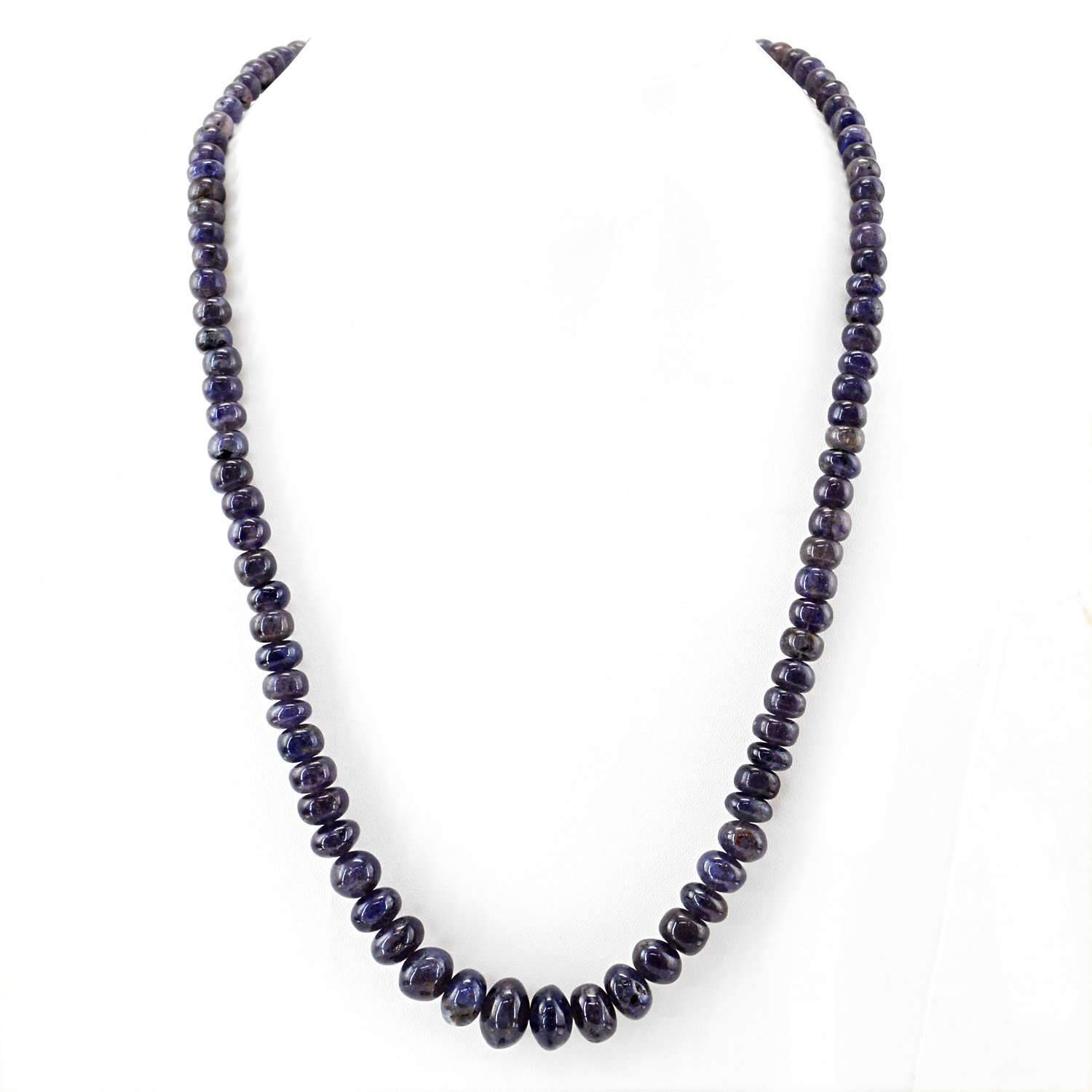 gemsmore:Natural Blue Tanzanite Necklace Untreated Round Shape Beads