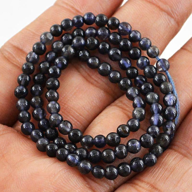 gemsmore:Natural Blue Tanzanite Strand Round Shape Untreated Beads