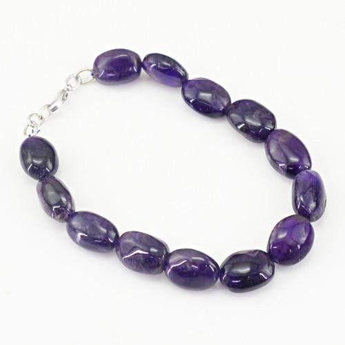 gemsmore:Natural Bolivian Amethyst Oval Beads Bracelet