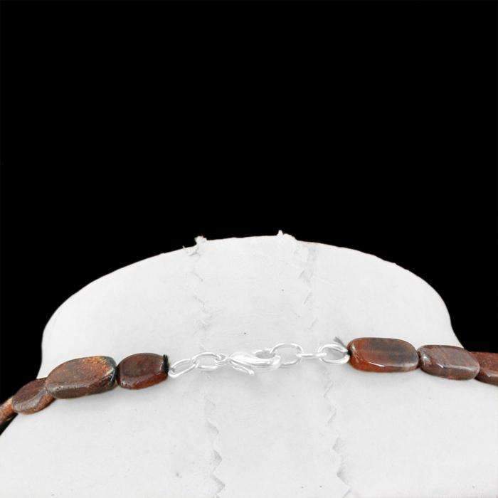 gemsmore:Natural Brown Jasper Necklace Untreated Oval Beads