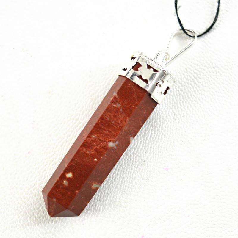 gemsmore:Natural Brown Jasper Pure Reiki Healing Point Pendant