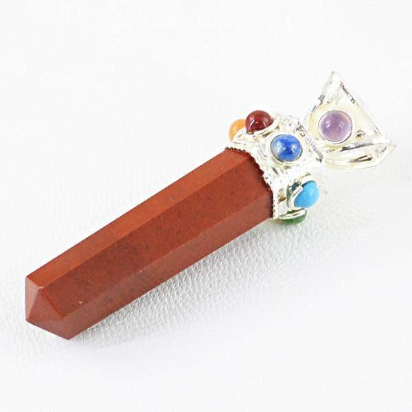 gemsmore:Natural Brown Jasper Seven Chakra Reiki Healing Point Pendant