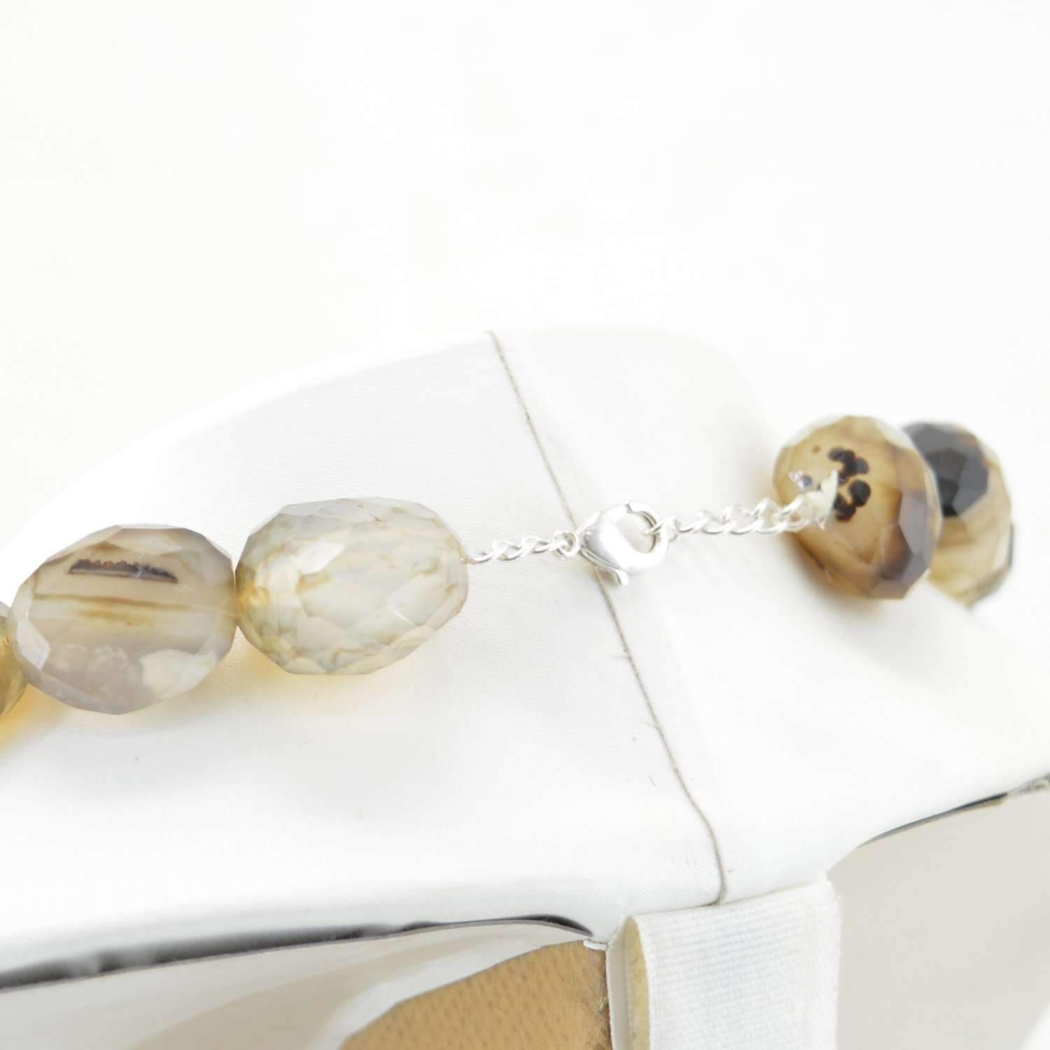gemsmore:Natural Brown Onyx Necklace Untreated Faceted Beads