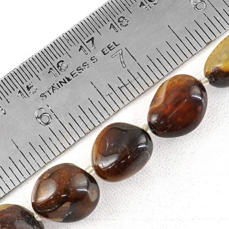 gemsmore:Natural Brown Onyx Unheated Beads Strand
