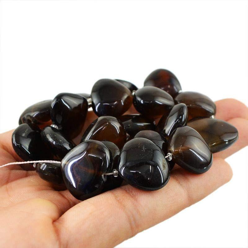 gemsmore:Natural Brown Onyx Untreated Drilled Beads Strand