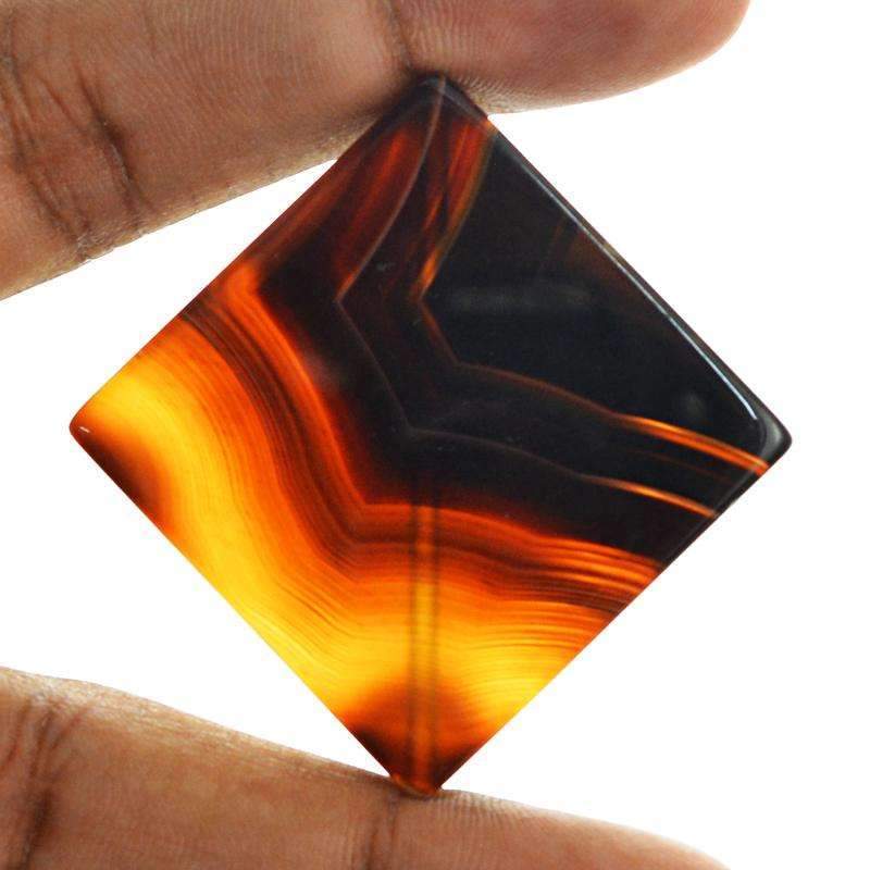gemsmore:Natural Brown Striped Onyx Gemstone - Drilled Untreated