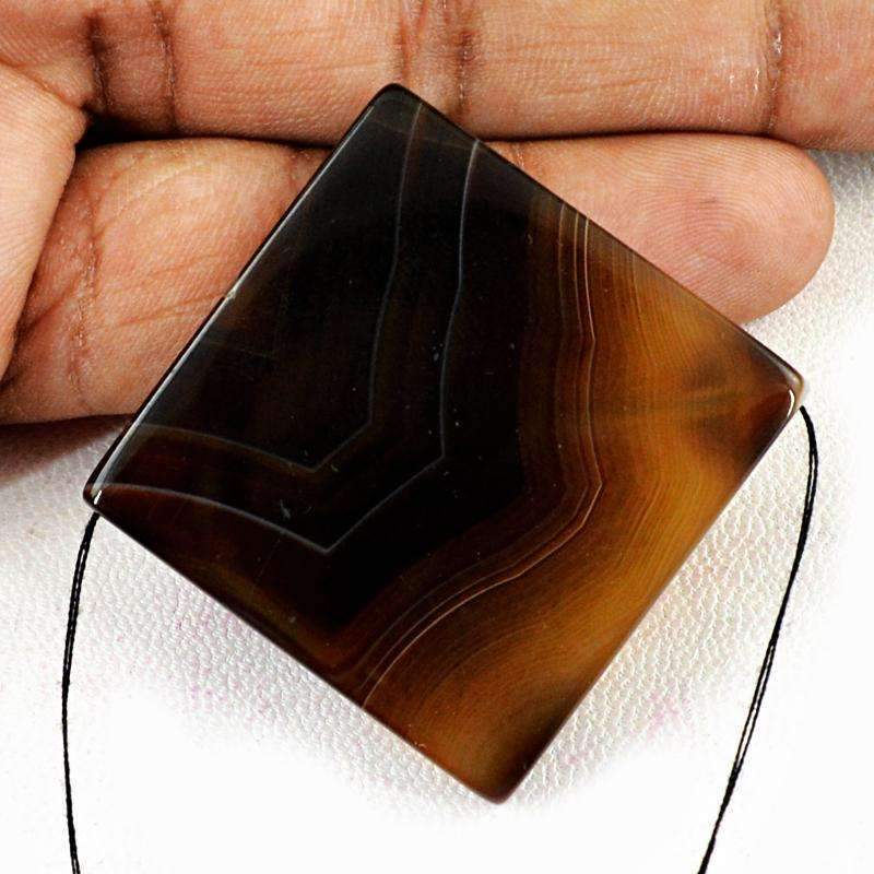 gemsmore:Natural Brown Striped Onyx Gemstone - Drilled Untreated