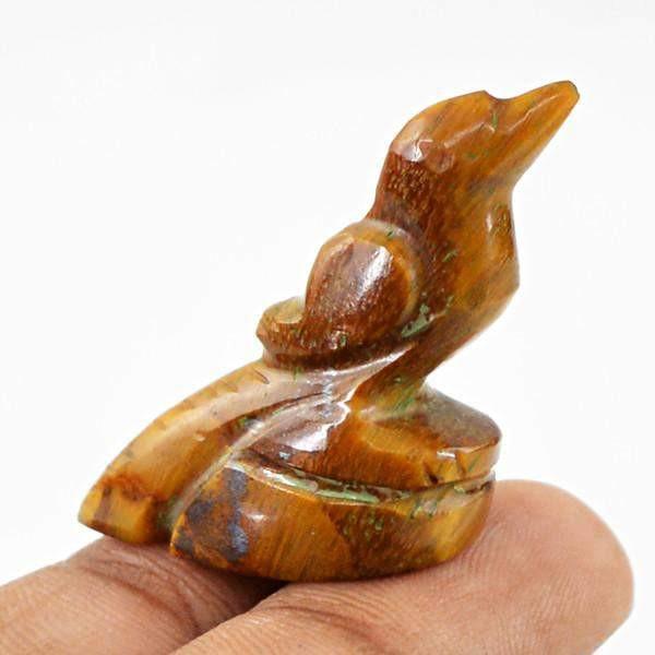gemsmore:Natural Carved Bird Untreated Golden Tiger Gemstone