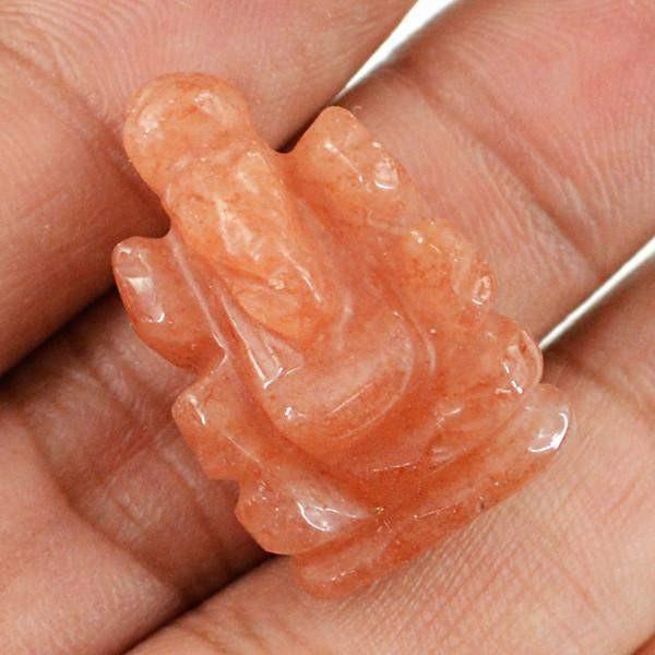 gemsmore:Natural Carved Orange Aventurine Ganesha Gemstone