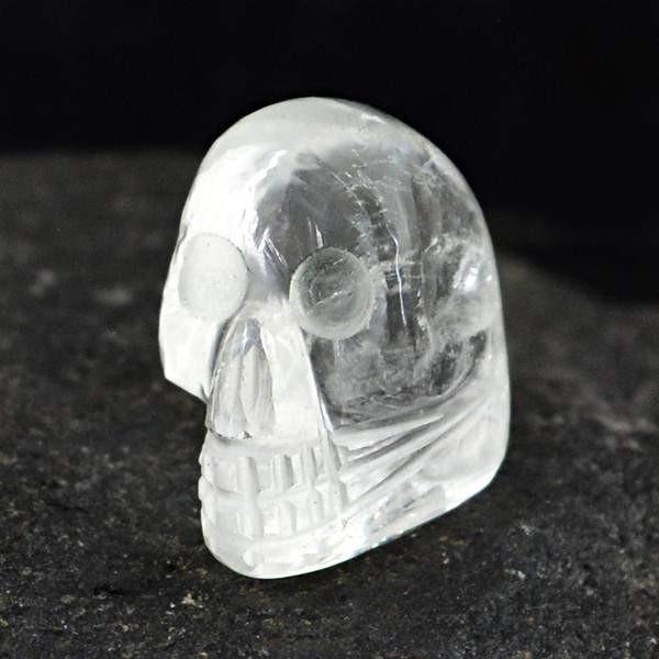 gemsmore:Natural Carved White Quartz Skull Gem