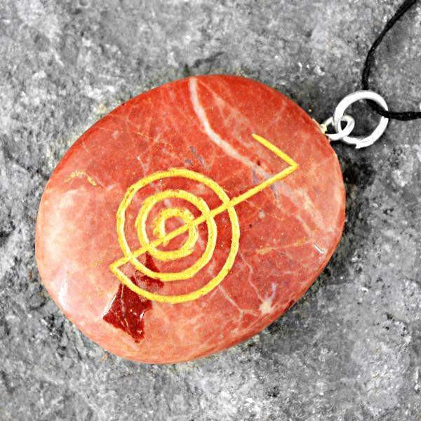 gemsmore:Natural Chakra Healing Oval Shape Jasper Gemstone Pendant