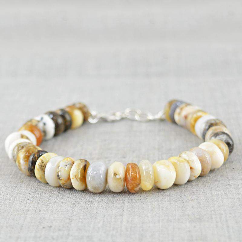 gemsmore:Natural Dendrite Opal Bracelet Round Shape Beads