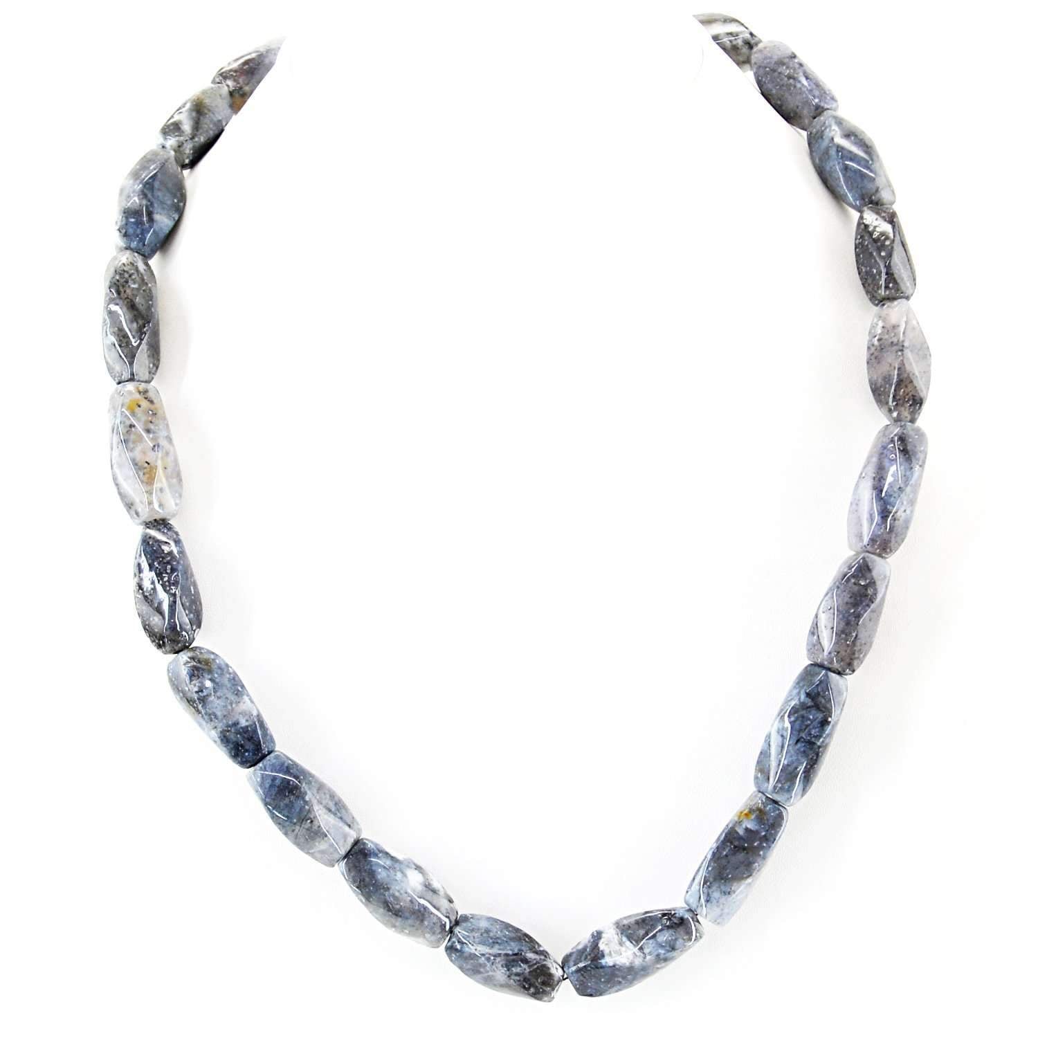 gemsmore:Natural Dendrite Opal Necklace 20 Inches Long Untreated Beads