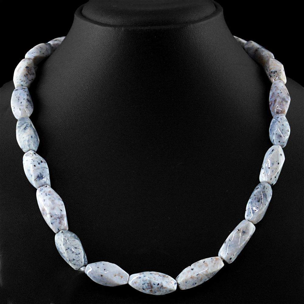 gemsmore:Natural Dendrite Opal Necklace Single Strand Untreated Beads