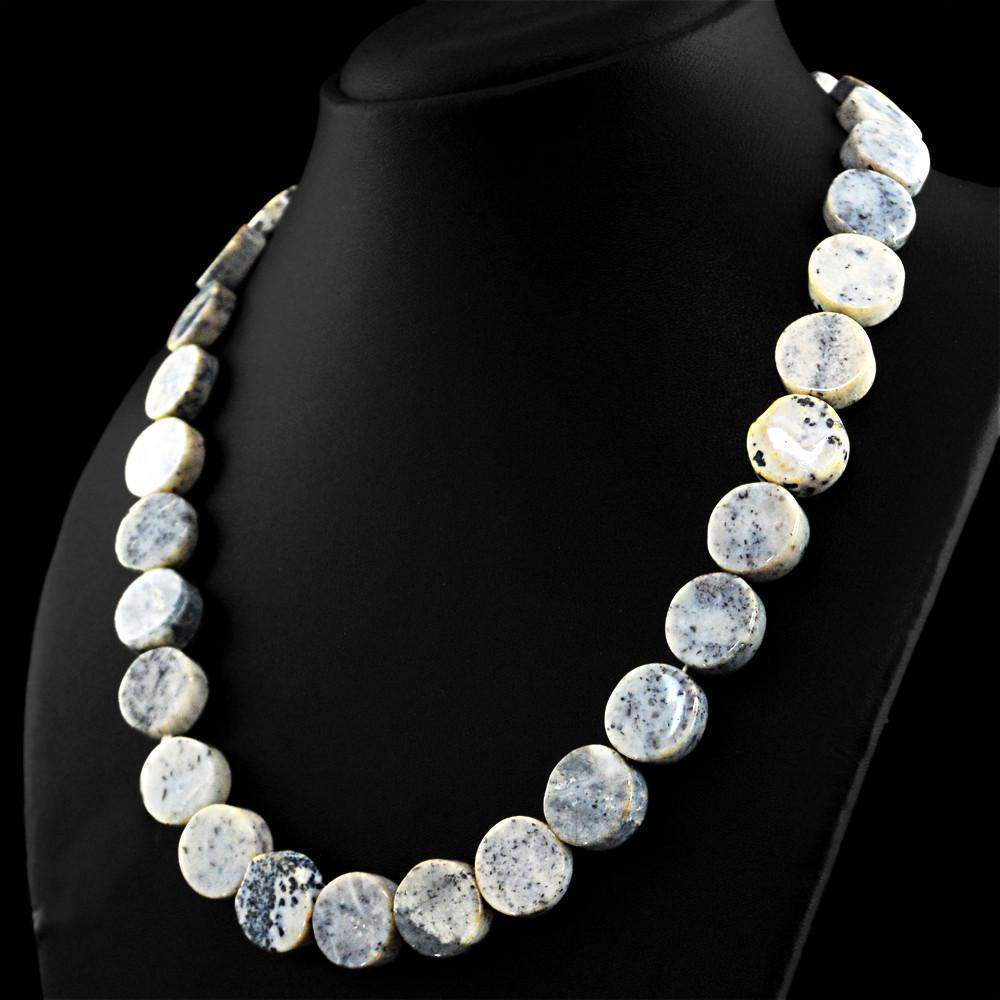 gemsmore:Natural Dendrite Opal Necklace Untreated Round Shape Beads