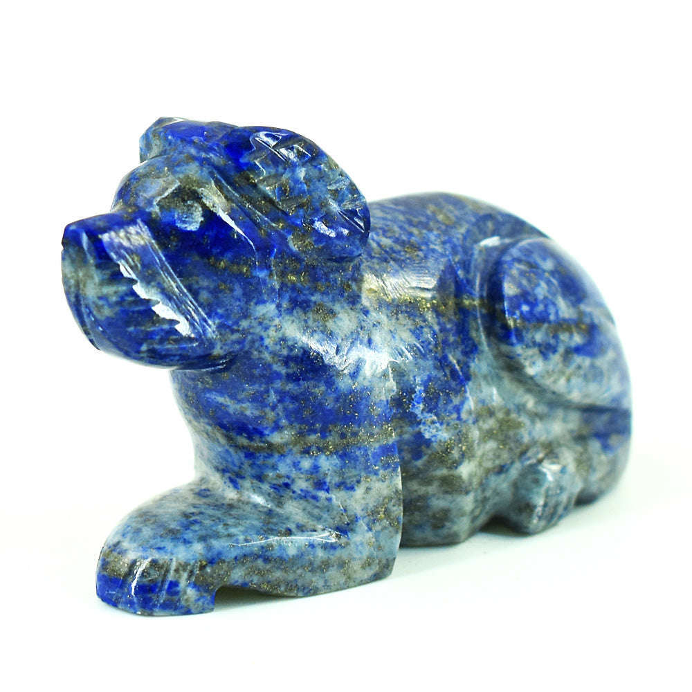 gemsmore:Natural Denim Blue Lapis Lazuli Hand Carved Genuine Crystal Gemstone Carving Dog