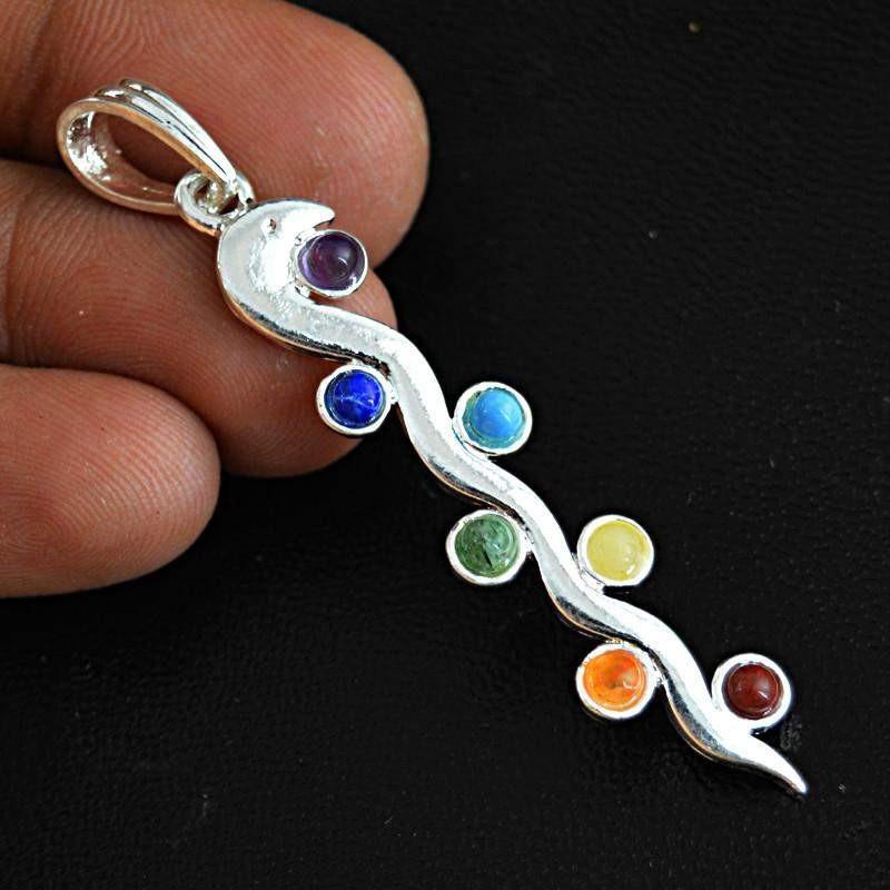 gemsmore:Natural Designer Seven Chakra Pure Healing Pendant
