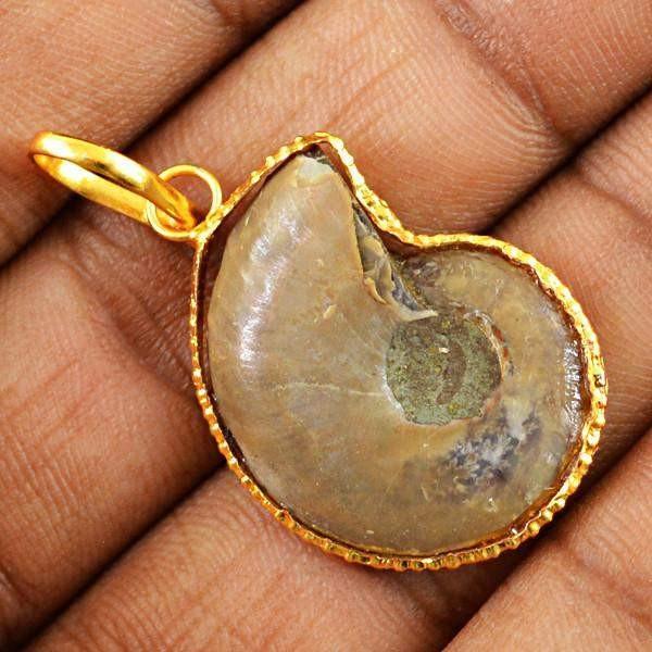 gemsmore:Natural Designer Untreated Ammonite Pendant