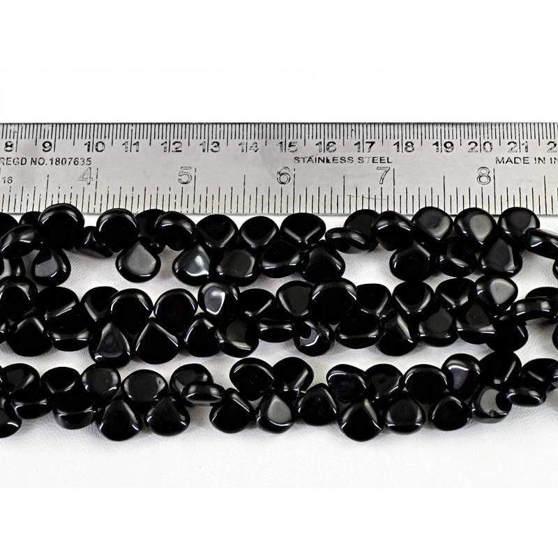 gemsmore:Natural Drilled Black Onyx Unheated Beads Strands