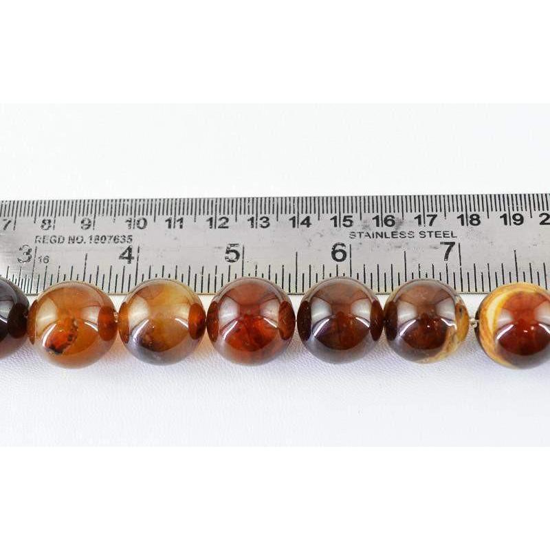 gemsmore:Natural Drilled Brown Onyx Round Shape Beads Strand